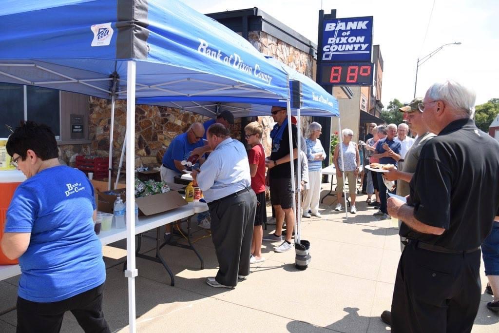 Bank of Dixon County grill out - line of people.